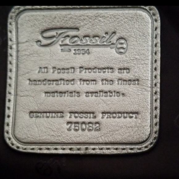 Fossil Tan Tapestry & Gold Leather Trim Satchel - Picture 6 of 12